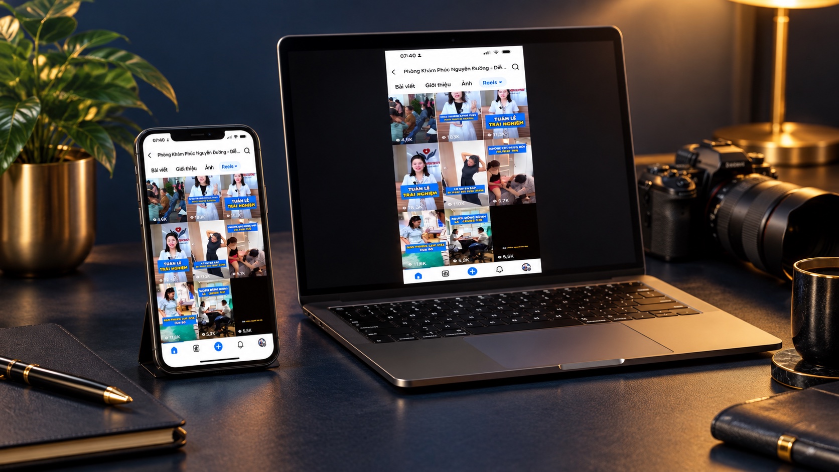 Mockup thư viện video xây kênh chuyển đổi